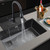 Upgraded Version Silicone Faucet Mat, Kingmall Kitchen Faucet Mat Silicone Faucet Drip Catcher for Kitchen Faucet Drip Catcher, Tailor-Made for Faucets with 1cm(0.4 Inch) Deck Plate【Black】