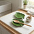 Ceramic Spoon Rests for Stove Top, Green Leaf Utensil Holders, Set of 2