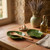 Ceramic Spoon Rests for Stove Top, Green Leaf Utensil Holders, Set of 2