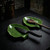 Ceramic Spoon Rests for Stove Top, Green Leaf Utensil Holders, Set of 2