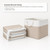 MSHABOOR 11x11 Inch Cube Storage Bins, 8 Pack Collapsible Fabric Storage Cubes with Rope Handles, Waterproof Foldable Storage Baskets for Cube Shelves, Closet, Clothes, Toys, Books, White & Beige Gold