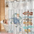 No Hook Shower Curtain with Snap in Liner, Blue Crab and Beach Sign Shower Curtain with Sheer Top Window and Weighted Hem for Bathroom, Double-Layer Waterproof Fabric Shower Curtains, 71" W x 74" L