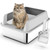 Suzzipaws Stainless Steel Cat Litter Box with Lid for Kittens & Small Pets