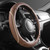 CAR PASS Brown Delux Leather Steering Wheel Cover, Universal Fit for Suvs,Sedans,Vans,Small Trucks for 14.5" to 15"(Brown & Beige Piping)