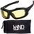 WYND Blocker Clickback Motorcycle Sunglasses Riding Glasses, Black/Yellow