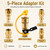RV Quick Connect Propane Adapter Kit 5Pcs, Solid Brass BBQ Grill Fittings with Shutoff Valve, 1/4" NPT Female Flare, 3/8" Female Flare for Outdoor Cooking & Gas Appliances