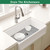 GUUKIN Sink Protectors for Kitchen Mat - 29.7“x15.5” Silicone Kitchen Sink Mat Grid for Bottom of Farmhouse Stainless Steel Porcelain with Center Drain（Grey）