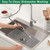 GUUKIN Sink Protectors for Kitchen Mat - 29.7“x15.5” Silicone Kitchen Sink Mat Grid for Bottom of Farmhouse Stainless Steel Porcelain with Center Drain（Grey）