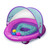 SwimSchool Deluxe Baby Pool Float with Adjustable Canopy - 6-24 Months - Baby Swim Float with Splash & Play Activity Center Safety Seat - Pink/Aqua
