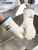 LANON Liquid Silicone Oven Mitt,Heat Resistant,Coral Air Liner,White,XLarge