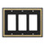 Pearled Frame Decorative Wall Plate Switch Plate Outlet Cover (Triple Decorator, Black & Dark Golden)