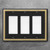 Pearled Frame Decorative Wall Plate Switch Plate Outlet Cover (Triple Decorator, Black & Dark Golden)