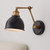 Sania Black Brass Adjustable Swing Arm Hardwire Wall Lamp Light Fixture
