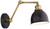 Sania Black Brass Adjustable Swing Arm Hardwire Wall Lamp Light Fixture
