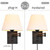 Pauwer Plug in Wall Sconce Set of 2, Swing Arm Wall Lamp (White Shade)