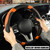 Binsheo Black Orange Microfiber Leather Steering Wheel Cover 15 inch