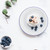 Dicunoy Set of 5 Enamel Plates, 9.5" Unbreakable Enamelware Dinner Serving Platter Trays, Retro White Round Shallow Bowls with Blue Rim for Pasta, Salad, Camping, Outdoor, Picnic, BBQ