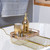 Gold Bathroom Accessory Set - 3 Piece Decorative Ceramic Bathroom Accessories Sets with Lotion Soap Dispenser, Toothbrush Holder/Tumbler and Soap Dish, Golden Gift Set for New Home Decor