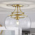 WUZUPS Chandelier Rustic Farmhouse Industrial Round Semi-flushmount Ceiling LED Light Fixture with Clear Glass Shades for Bathroom Kitchen Foyer Entryway, H 11.8" x W 13.4", E26 Base, Gold