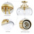 WUZUPS Chandelier Rustic Farmhouse Industrial Round Semi-flushmount Ceiling LED Light Fixture with Clear Glass Shades for Bathroom Kitchen Foyer Entryway, H 11.8" x W 13.4", E26 Base, Gold