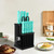 CuCut 16-Piece Kitchen Knife Set with Block - High Carbon Stainless Steel Knives, Black Non-Stick Coating, Triple Riveted Forged Turquoise Handle, Dishwasher Safe, Includes Knife Sharpener, Scissors