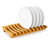 Frcctre Bamboo Dish Drying Rack, 16 Inch Large 10 Slots Bamboo Cabinet Plate Stand Dish Drainer Plate Rack Pot Lid Holder Kitchen Dish Plate Storage Organizer for Countertop Cabinet