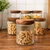 Mason & Fable Ribbed Glass Jar with Wooden Lid 17oz, Set of 3 | Airtight Fluted Storage Canisters for Food, Tea, Coffee, Candy/Spice | Organization Canisters for Home & Kitchen