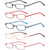 REAVEE 5 Pack Slim Portable Reading Glasses for Men Women, Computer Blue Light Blocking Small Readers Metal Frame Spring Hinge with Pocket Compact Pen Case, Black Red Pink Blue Gold 2.75