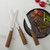 kangdelun 6-Piece Steak Knife Set, 4.5" Serrated Steak Knives, 50Cr15MoV High-Carbon Stainless Steel, 58±2 HRC Ultra Sharp, Brown Natural Ash Wood Handle, Gift Box for Wedding, Housewarming, Holiday