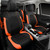 CAR PASS Leather Seat Covers, Breathable Universal Car Seat Cover Full Set for Cute Women Girly,5mm Composite Sponge Inside,Airbag Compatible Fits Most Auto,SUVs,Trucks,Vans(Full Set,Black&Orange)