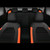 CAR PASS Leather Seat Covers, Breathable Universal Car Seat Cover Full Set for Cute Women Girly,5mm Composite Sponge Inside,Airbag Compatible Fits Most Auto,SUVs,Trucks,Vans(Full Set,Black&Orange)