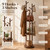 Solid Wood Rotating Coat Rack Freestanding, 360° Coat Tree with 3 Shelves & 9 Hooks, Heavy Duty Rubberwood Coat Hanger Stand, Hat Rack Hall Tree for Entryway Bedroom Office Hallway, Walnut