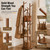 Solid Wood Rotating Coat Rack Freestanding, 360° Coat Tree with 3 Shelves & 9 Hooks, Heavy Duty Rubberwood Coat Hanger Stand, Hat Rack Hall Tree for Entryway Bedroom Office Hallway, Walnut