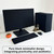 MyBolin 3-Piece Computer Dust Cover Set - Waterproof & Dustproof with Elastic Fabric, Pure Black Minimalist Design, Includes mainframe Case, Keyboard & 19-27 Inch Monitor Covers , Universal Fit