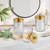 Komashr 3 Pack Glass Qtip Holder Dispenser Set with Matte Gold Metal Lid