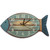 Cunno Silent Beach Wall Clock Wooden Non-Ticking Coastal Sea Fish Clock