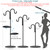 Upgraded 74" Shepherd's Hook Stand plant，Bird Feeder，Wind Chime Hanger Stand, Waterproof Metal & Adjustable-Height Standing Pole Holder for Lantern and Wreath, Indoor & Outdoor（2 Placement Racks)