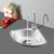 BANLICALI Single Bowl Hand Wash Sink, Wall-Mounted Stainless Steel Corner Basin Sink with Faucet and Drain Kit, Triangular Hand Basin Sink for Kitchen, Bar, Restaurant Silver 17.32" X 14.57"