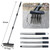 Heavy Duty Wire Push Broom Brush, 15.7" Stainless Steel Bristle Deck Brush with Long Handle for Removing Weeds, Outdoor Broom for Rough Surface Dirt