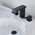 Bathroom faucets 3 Hole Widespread Modern Bathroom Sink Faucet 8 inch Matte Black Bathroom 3 Hole LED Light Waterfall Vanity Faucet Sink with Pop Up Drain (Matte Black)