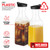 50oz Plastic Juice Carafe with Black Lids (4 Pack) 50 oz Carafes for Mimosa Bar, Drink Pitcher with Lid, Milk Container, Clear Beverage Containers for Fridge, Pantry Storage, Square Pitchers