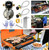qieoyk RV Propane Regulator 2 Tank Hoses 2-Stage Auto Changeover Propane Regulator for RV Trailer with Two 18" Propane Stainless Braided Hoses with Gauge Camper Propane Regulator Dual Kit