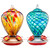 LaElvish Garden 2 Packs Hummingbird Feeder for Outdoors Hanging Ant and Bee Proof, 34OZ 32OZ Hand Blown Glass Hummingbird Feeders for Outside (Yellow & Blue)