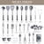 Kikcoin 43 PCS Silicone Kitchen Utensils Set, Cooking Utensils Set, Gray