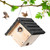 Dreyoo 1 Pack Wren House, 1-1/8'' Entrance Hole Hanging Wooden Wren Bird Houses for Outside with Metal Guard, Air Vents, Pine Wood for Chickadees (Black)