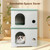 Plastic Cat House for Indoor Outdoor, Weatherproof Outside Cat House for Feral Cat, Stackable Cat Shelter with Plush Cushion (Green)