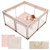 Joypony Baby Playpen with Mat, 50x50 in Small Play Pen for Babies, Toddler Playpen for Apartment, Indoors Play Yard with Soft Breathable Mesh (Beige)