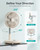 TriPole Foldable Standing Fan 12" Portable Rechargeable Quiet Fans, 6 Speed