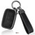 OFF WE GO for Land Rover Key Fob Cover with Keychain, Genuine Aluminum Alloy and Leather Protection Key Case for Land Rover LR4 Range Rover Sport Evoque Jaguar XF XJ XJL F-pace Smart Key, Black