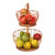 Craft Brio 2 Tier Home and Kitchen Fruit Vegetable Baskets Metal and Wooden Multicolor Black/Gold/Rose Gold Size (16.5 Inches Height) (Gold)